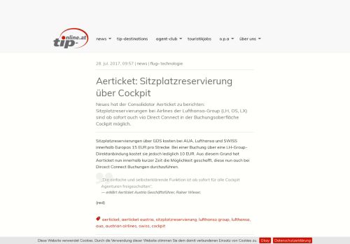 
                            4. Aerticket: Sitzplatzreservierung über Cockpit » news | tip - Travel ...