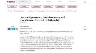 
                            5. Aetna Signature Administrators and CoreSource Extend Relationship ...
