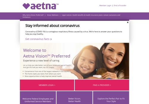 
                            9. Aetna Vision Preferred Home Page
