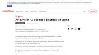 
                            10. ÅF avyttrar PX Business Solutions till Visma - ÅF - Mynewsdesk