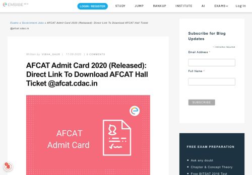 
                            2. AFCAT Admit Card 2019 Released! Download Your AFCAT Hall ...