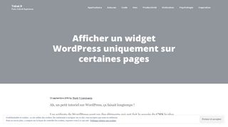 
                            10. Afficher un widget WordPress uniquement sur certaines pages - Tobal.fr