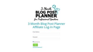 
                            11. Affiliate Login ~ 3-Month Blog Post Planner for Professional Speakers