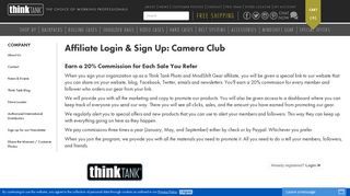 
                            4. Affiliate Login & Sign Up: Camera Club • Think Tank Photo