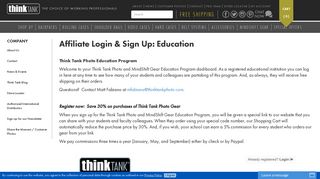 
                            2. Affiliate Login & Sign Up: Education • Think Tank Photo