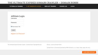 
                            2. Affiliate Login - The Ultimate Expired Domain Crawler - Domain Ronin