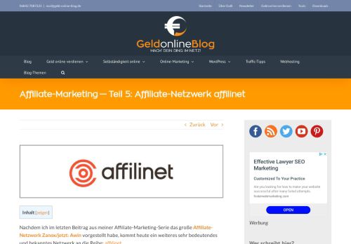 
                            8. Affiliate-Marketing - Teil 5: Affiliate-Netzwerk affilinet - Geld-online-Blog
