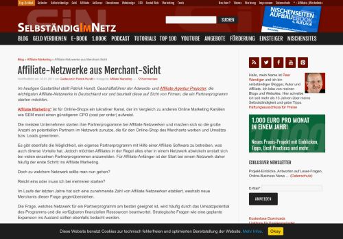 
                            10. Affiliate-Netzwerke aus Merchant-Sicht - Selbstständig im Netz