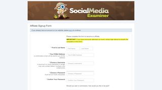 
                            10. Affiliate Signup Form - Social Media Examiner