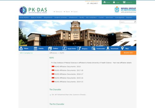 
                            11. Affiliated University-KUHS - PK DAS instiute of Medical Sciences