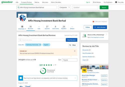 
                            12. Affin Hwang Investment Bank Berhad Reviews | Glassdoor