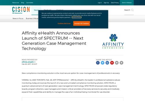 
                            6. Affinity eHealth Announces Launch of SPECTRUM -- Next ...