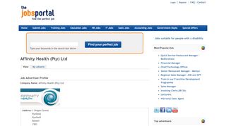 
                            12. Affinity Health (Pty) Ltd | The Jobs Portal
