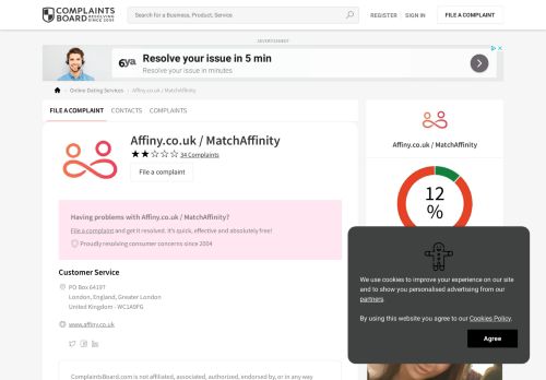 
                            13. Affiny.co.uk / MatchAffinity Customer Service, Complaints and Reviews