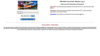 
                            13. Affordable Travel Club - Login