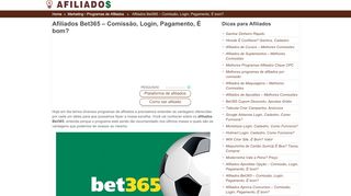 
                            2. Afiliados Bet365 - Comissão, Login, Pagamento, É bom? | Afiliados