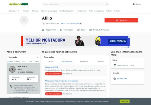 
                            3. Afilio - Reclame Aqui