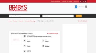 
                            8. AFRICA ONLINE (NAMIBIA) PTY LTD, Windhoek | Powered by Brabys