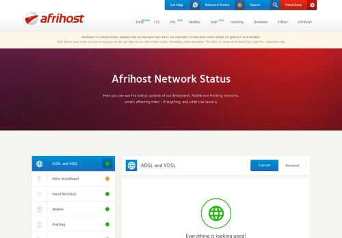 
                            8. Afrihost Network Status