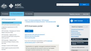 
                            6. AFS licensees portal | ASIC - Australian Securities and Investments ...