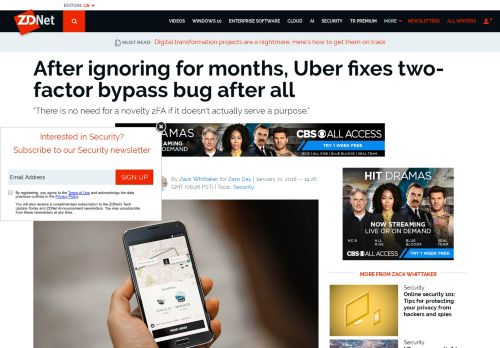 
                            11. After ignoring for months, Uber fixes two-factor bypass bug after all ...