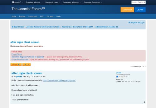 
                            6. after login blank screen - Joomla! Forum - community, help and support