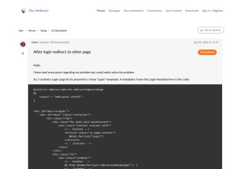 
                            2. after login redirect to other page - UI Questions - our.umbraco.com