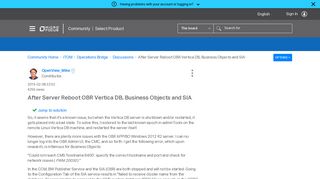 
                            10. After Server Reboot OBR Vertica DB, Business Objects and SIA