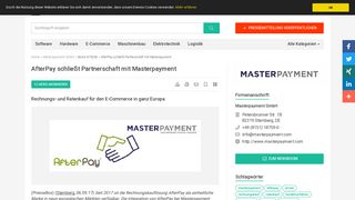 
                            11. AfterPay schließt Partnerschaft mit Masterpayment - PresseBox