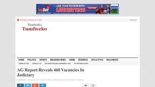 
                            10. AG Report Reveals 460 Vacancies In Judiciary – Tumfweko