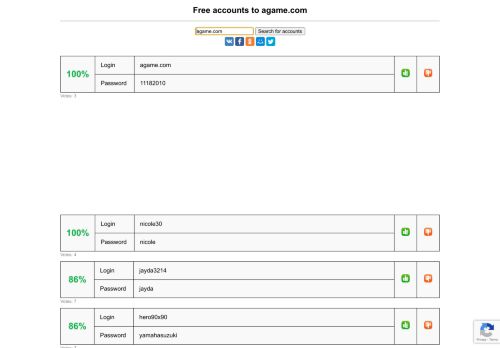 
                            12. agame.com - free accounts, logins and passwords