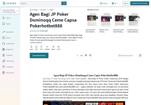 
                            7. Agen Bagi JP Poker Dominoqq Ceme Capsa Pokerhotbet888 - Scribd