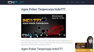 
                            5. Agen Poker Terpercaya Indo777 | Judi Poker Online