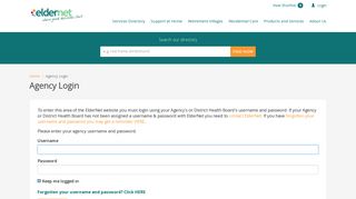 
                            1. Agency Login - ElderNet