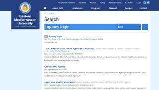 
                            2. agency login | Search | Eastern Mediterranean University (EMU), Cyprus