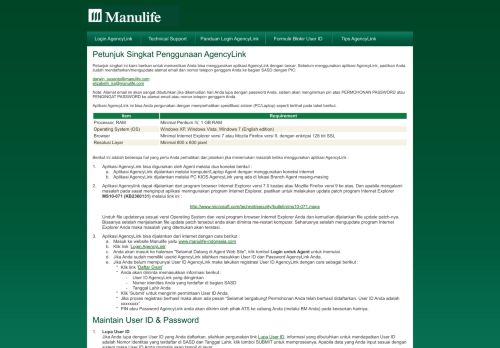 
                            8. AgencyLink Manulife Indonesia :: Technical Support