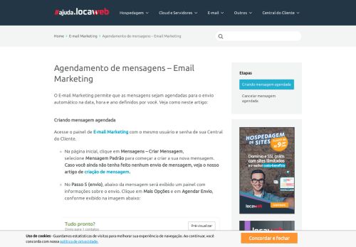 
                            9. Agendando mensagens - Email Marketing - Ajuda Locaweb