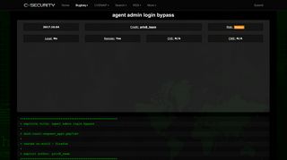 
                            6. agent admin login bypass - CXSecurity.com