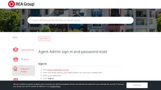 
                            7. Agent Admin sign in and password reset – REA Support