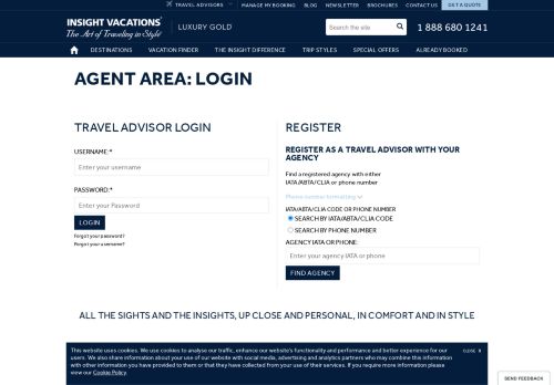 
                            3. Agent area: Login | Insight Vacations