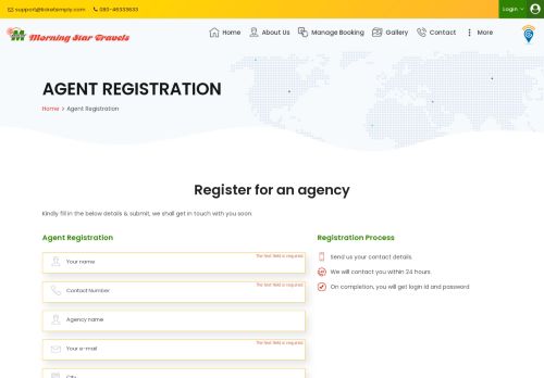 
                            1. Agent Registration - Morning Star Travels