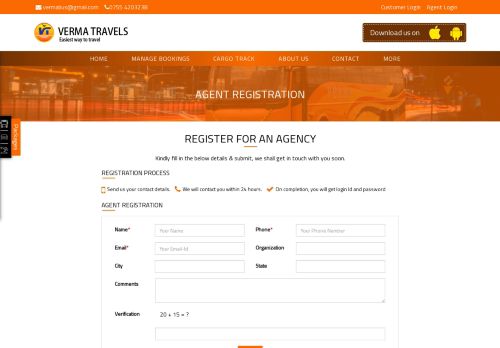 
                            7. Agent Registration - Verma Travels