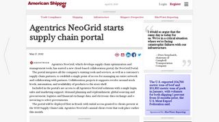 
                            8. Agentrics NeoGrid starts supply chain portal - American Shipper