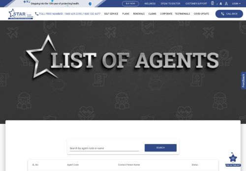 
                            9. Agents List | StarHealth.in