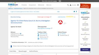 
                            9. ▷ Agentur für Arbeit Mainz Gesch.St. Worms Arbeitgeber ... - 11880.com