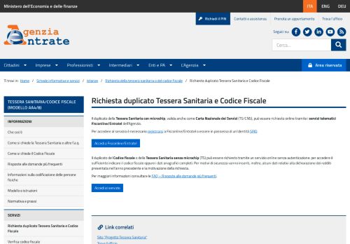 
                            6. Agenzia delle Entrate - Schede - Tessera sanitaria/codice fiscale ...