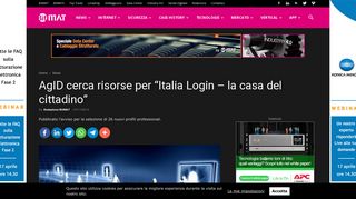 
                            11. AgID cerca risorse per “Italia Login – la casa del cittadino” - BitMat