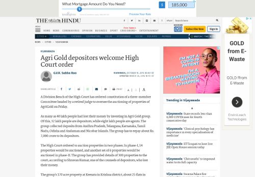 
                            3. Agri Gold depositors welcome High Court order - The Hindu