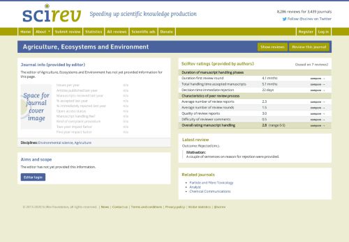 
                            9. Agriculture, Ecosystems and Environment - SciRev