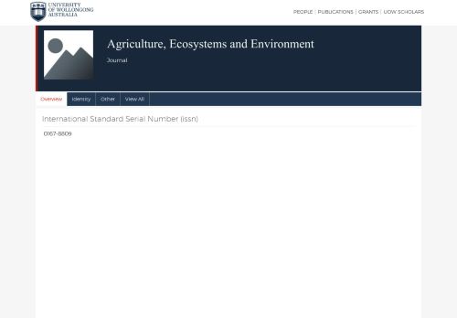 
                            11. Agriculture, Ecosystems and Environment - UOW Scholars